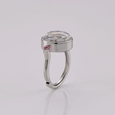 Multi-Tourmaline Ring in Silvertone (Adjustable) 0.30 ctw