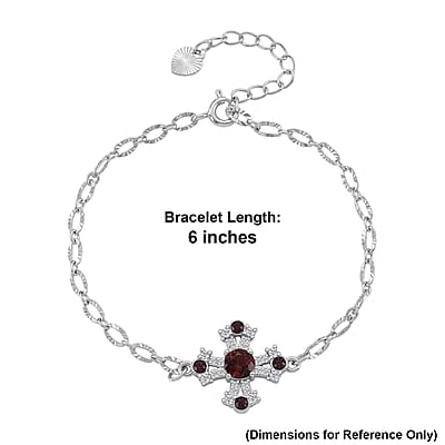 Mozambique Garnet and Simulated Diamond 0.68 ctw Bracelet in Silvertone (6-7In)