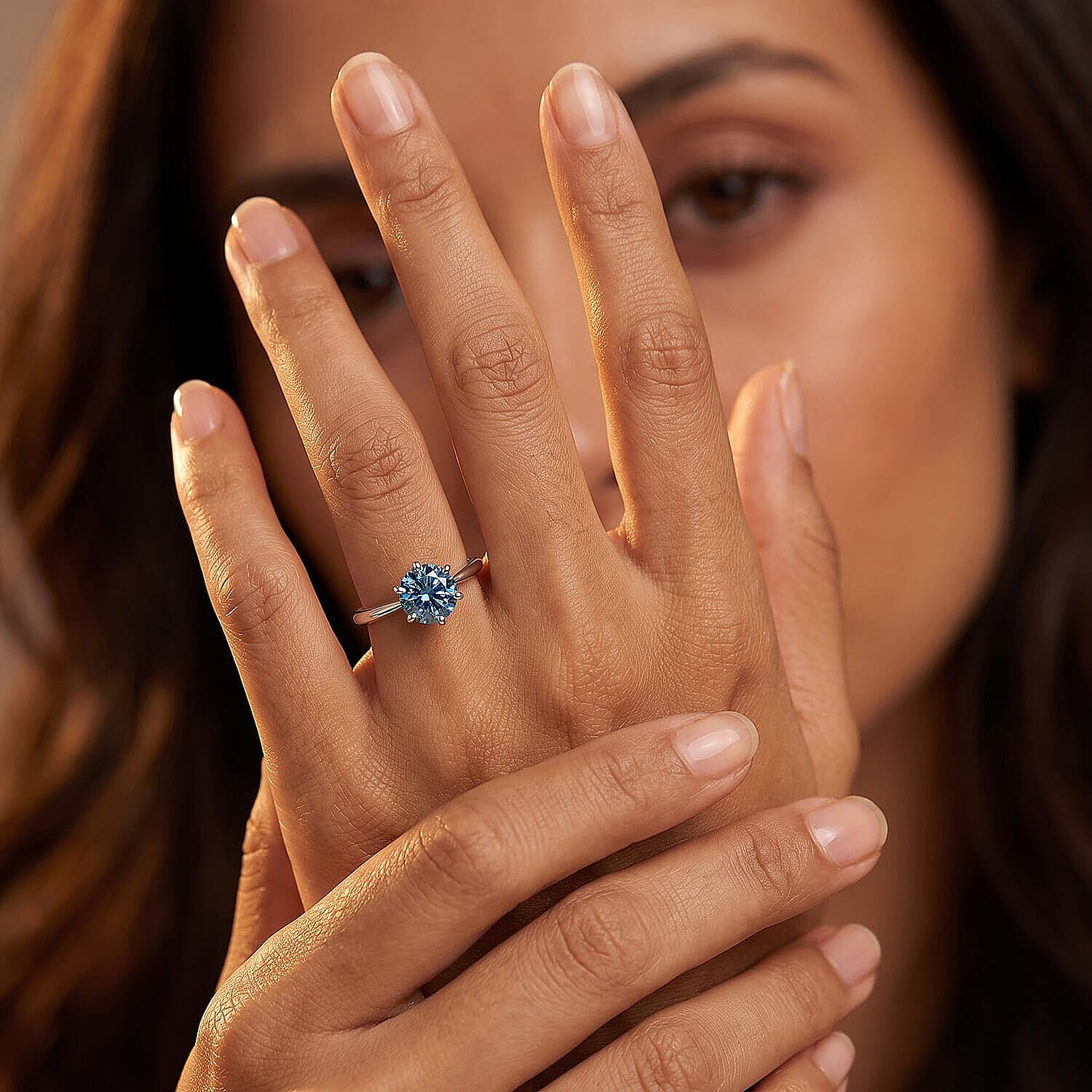 Luxuriant Lab Grown Blue Diamond SI (IR) 1.00 ctw Solitaire Ring in 10K White Gold (Size 7.0)