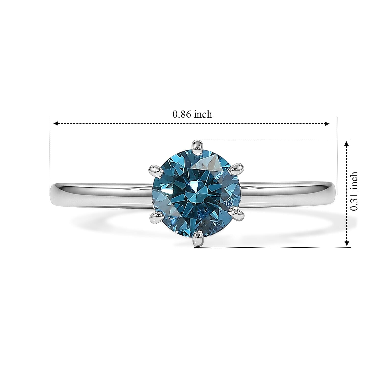 Luxuriant Lab Grown Blue Diamond SI (IR) 1.00 ctw Solitaire Ring in 10K White Gold (Size 7.0)