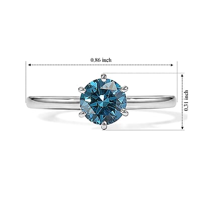 Luxuriant Lab Grown Blue Diamond SI (IR) 1.00 ctw Solitaire Ring in 10K White Gold (Size 7.0)