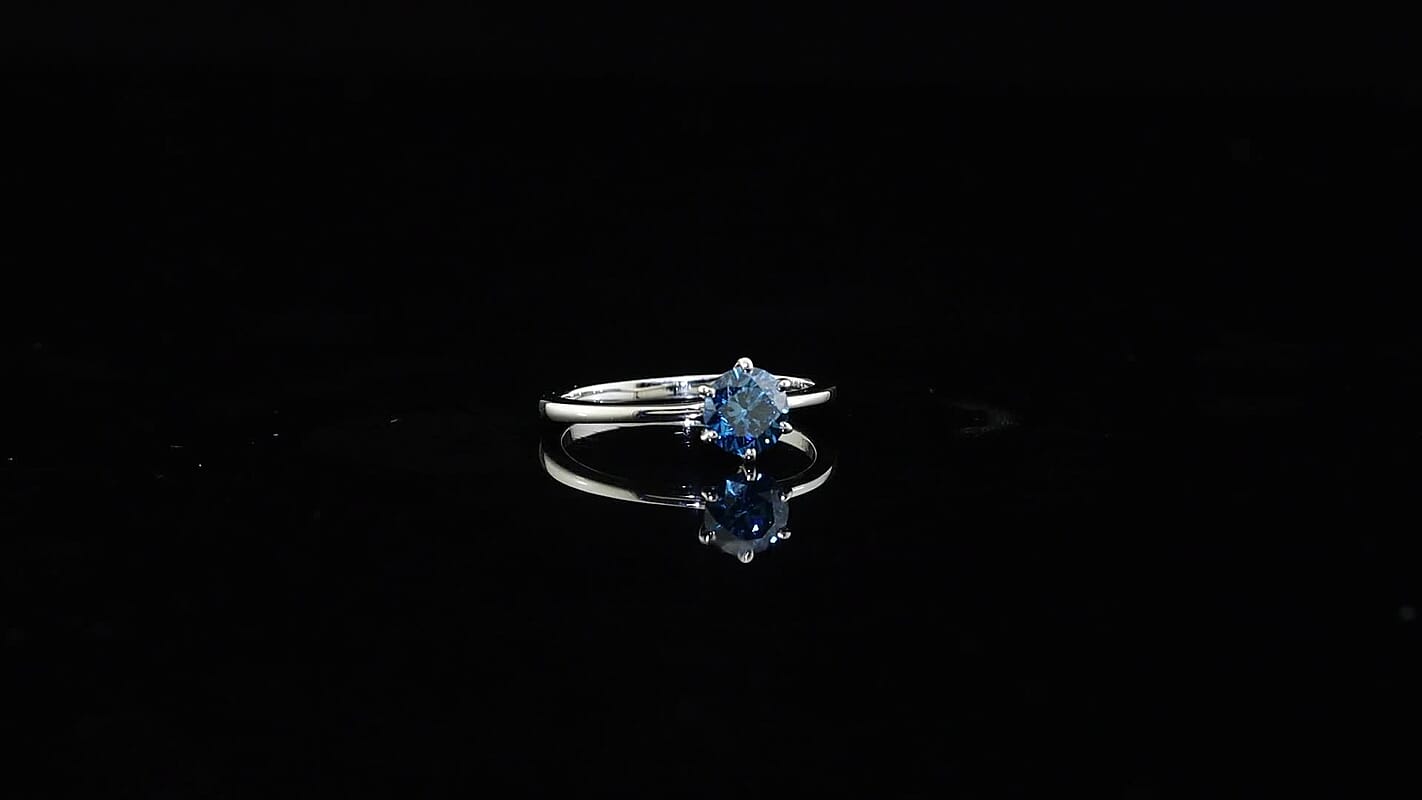 Luxuriant Lab Grown Blue Diamond (SI)(IR) 1.00 ctw Solitaire Ring in 10K White Gold (Size 8.0)