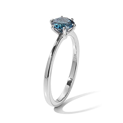 Luxuriant Lab Grown Blue Diamond (SI)(IR) 1.00 ctw Solitaire Ring in 10K White Gold (Size 8.0)