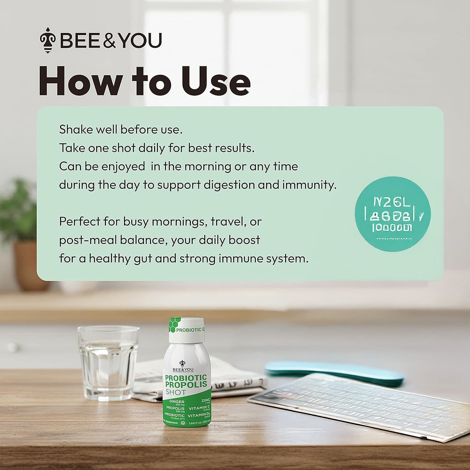 Bee & You Probiotic & Propolis Shots (12x 1.69oz)