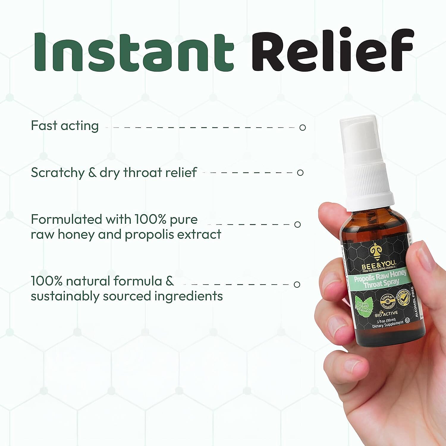 Bee & You Propolis Raw Honey Throat Spray (1oz)