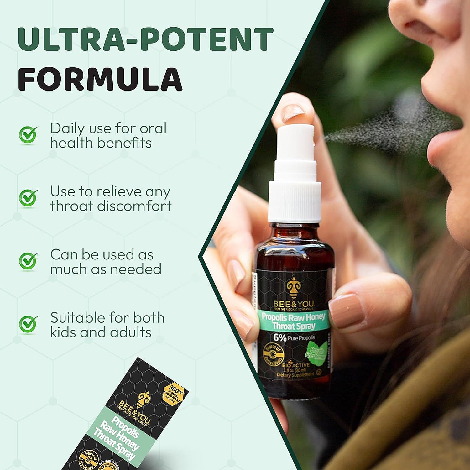 Bee & You Propolis Raw Honey Throat Spray (1oz)