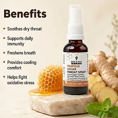 Bee & You Propolis Ginger Throat Spray with Raw Honey (1oz)