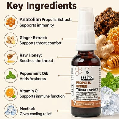 Bee & You Propolis Ginger Throat Spray with Raw Honey (1oz)