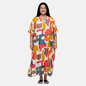 Winlar Multi Color Abstract Print Kaftan - One Size Fits Most (Ships in 7-10 Days)