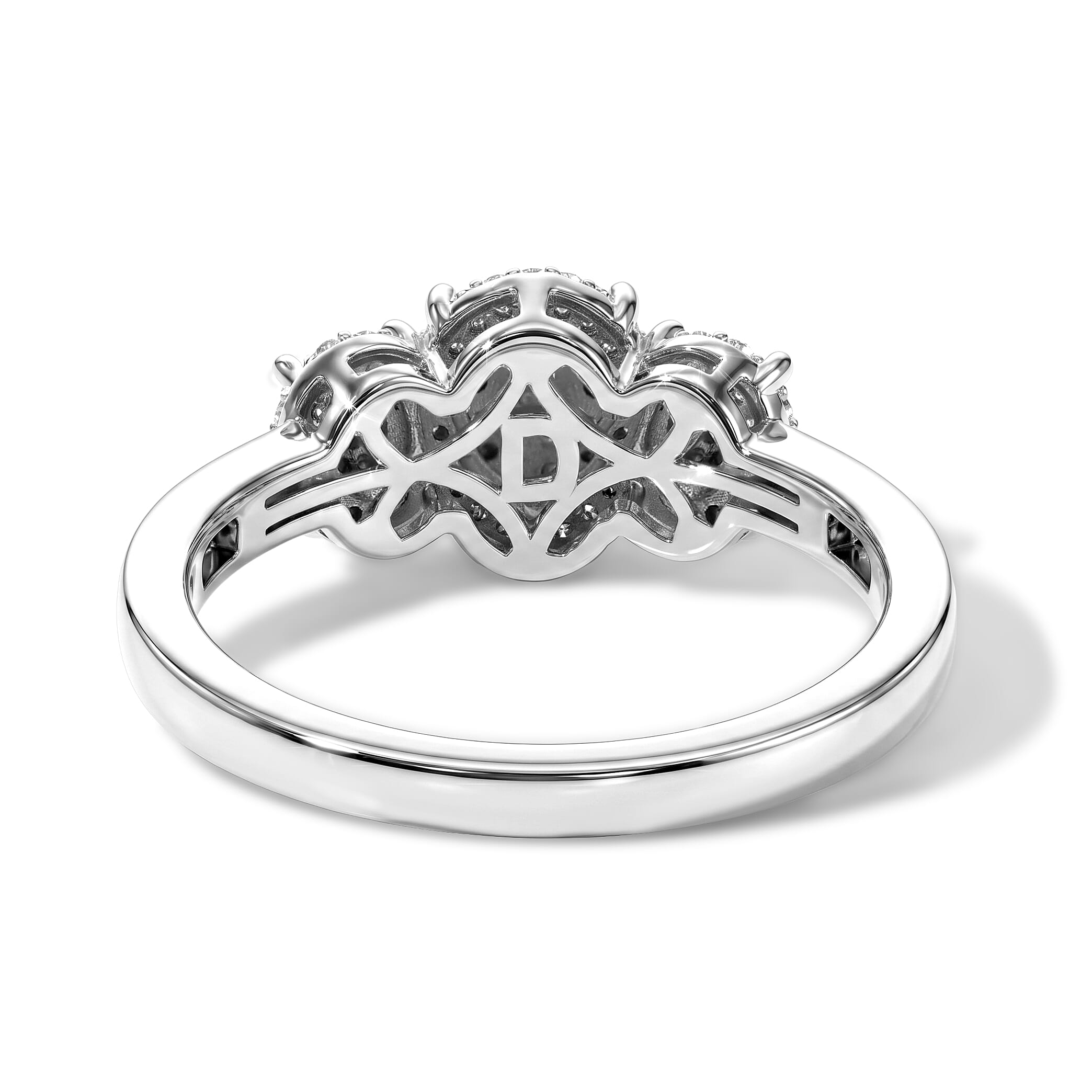 D'Joy Diamond 0.35 ctw Royal Trinity Radiance Ring in Rhodium Over Sterling Silver (Size 6.0)