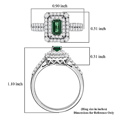 Certified & Appraised D'Joy Premium Pirineu Lagoon Tourmaline and Moissanite 1.30 ctw Ring in Rhodium Over Sterling Silver (Size 6.0)