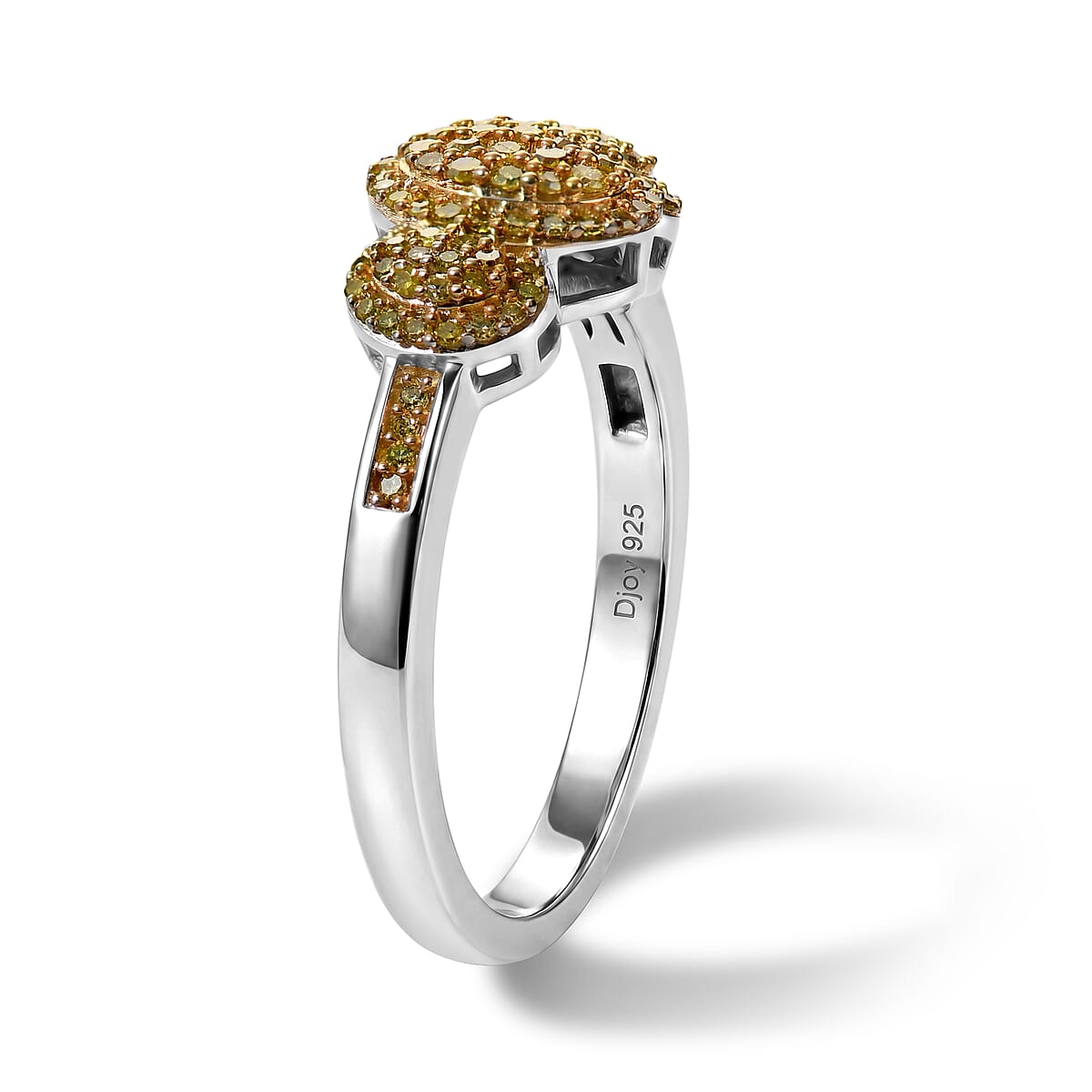 D'Joy Yellow Diamond 0.35 ctw Royal Trinity Radiance Ring in Rhodium Over Sterling Silver (Size 7.0) image number 3