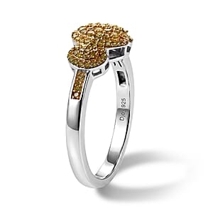 D'Joy Yellow Diamond 0.35 ctw Royal Trinity Radiance Ring in Rhodium Over Sterling Silver (Size 7.0)