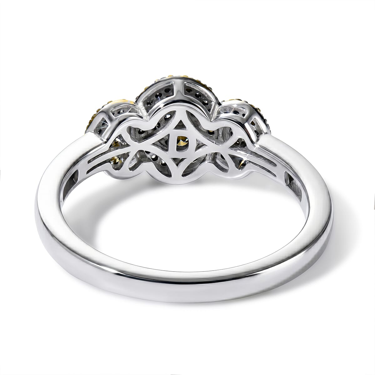 D'Joy Yellow Diamond 0.35 ctw Royal Trinity Radiance Ring in Rhodium Over Sterling Silver (Size 7.0) image number 4