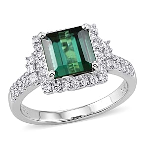 Certified & Appraised Luxoro AAA Pirineu Lagoon Tourmaline and Diamond I2 2.00 ctw Ring in 10K White Gold (Size 6.0)