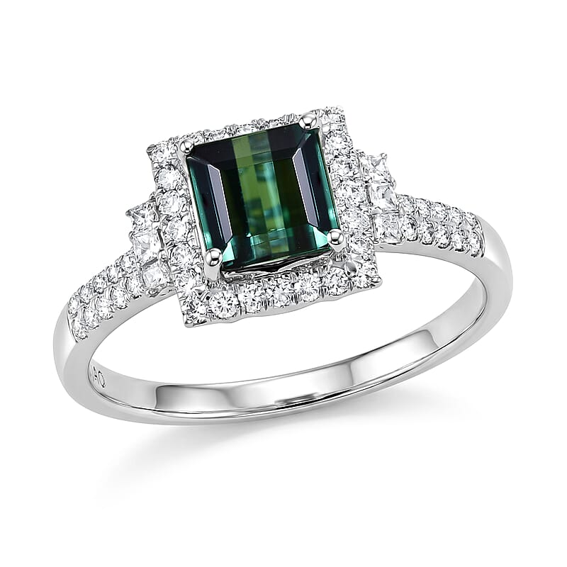 Certified & Appraised Luxoro AAA Pirineu Lagoon Tourmaline and Diamond I2 2.00 ctw Ring in 10K White Gold (Size 9.0)