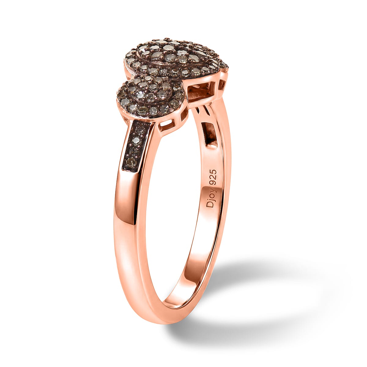 D'Joy Natural Champagne Diamond 0.35 ctw Royal Trinity Radiance Ring in 18K Vermeil Rose Gold Over Sterling Silver (Size 7.0) image number 3