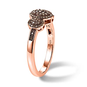 D'Joy Natural Champagne Diamond 0.35 ctw Royal Trinity Radiance Ring in 18K Vermeil Rose Gold Over Sterling Silver (Size 7.0)
