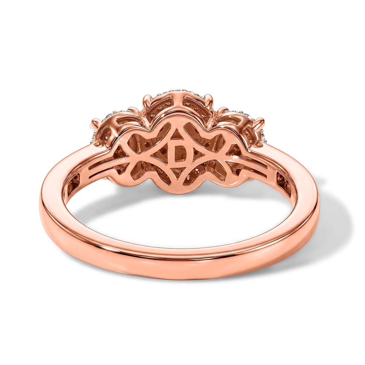 D'Joy Natural Champagne Diamond 0.35 ctw Royal Trinity Radiance Ring in 18K Vermeil Rose Gold Over Sterling Silver (Size 7.0) image number 4