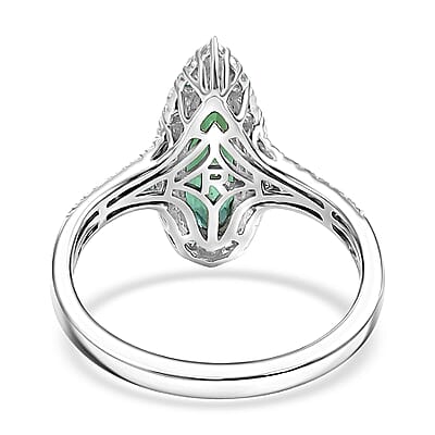 Certified & Appraised Rhapsody AAAA Pirineu Lagoon Tourmaline and Diamond E-F VS 2.30 ctw Ring in 950 Platinum (Size 5.0) 5.70 Grams