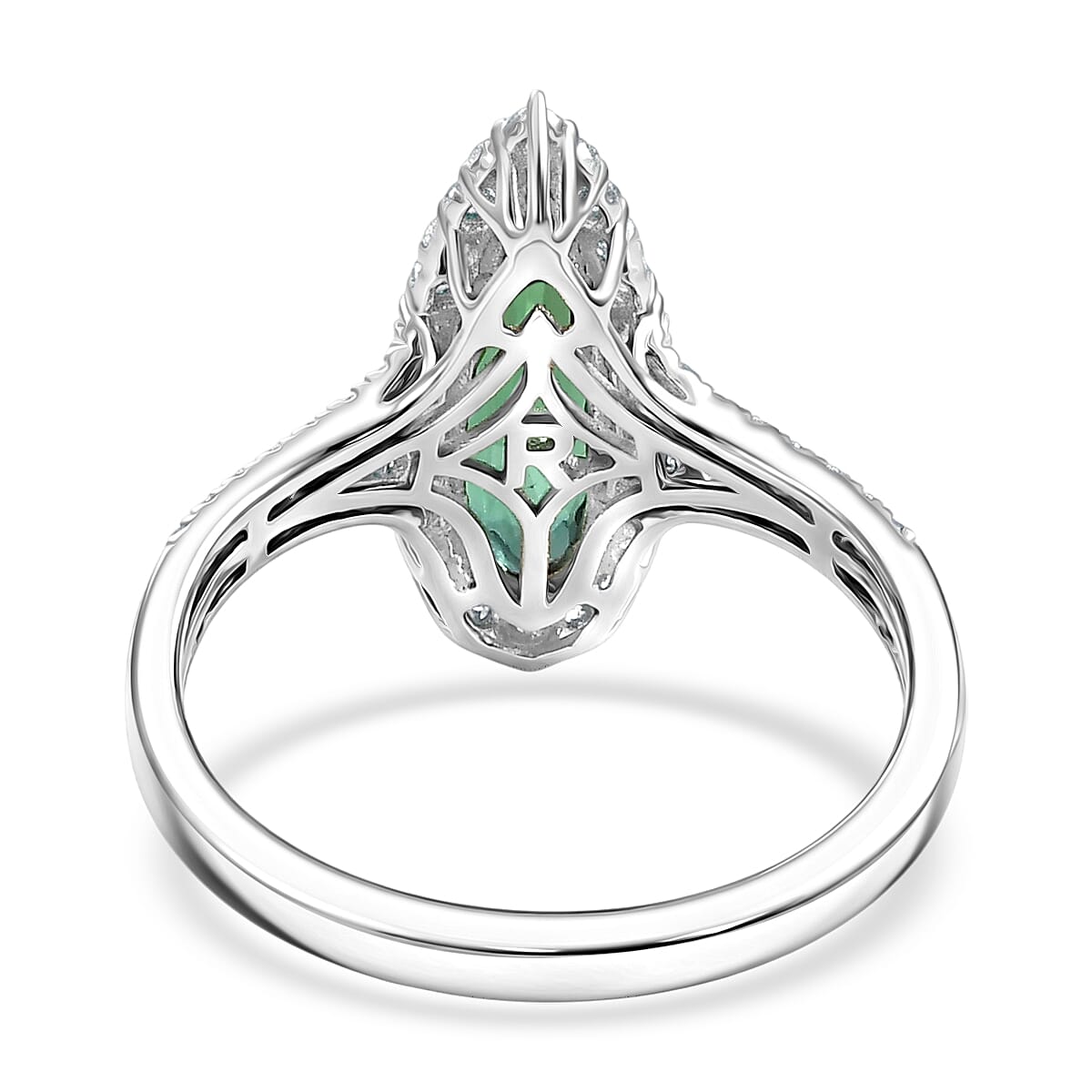 Certified & Appraised Rhapsody AAAA Pirineu Lagoon Tourmaline and Diamond E-F VS 2.30 ctw Ring in 950 Platinum (Size 6.0) 5.70 Grams
