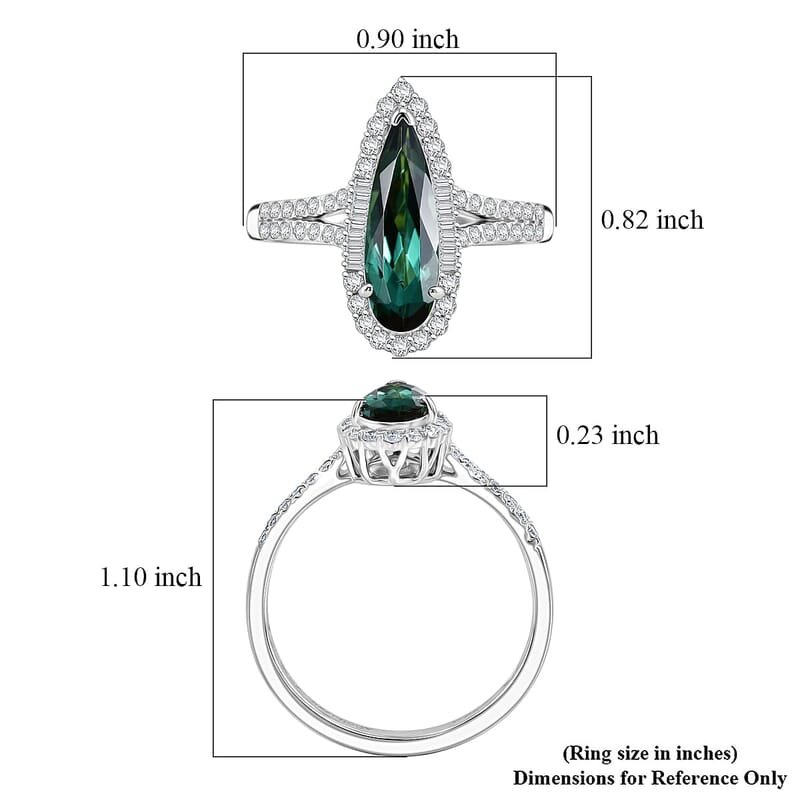 Certified & Appraised Rhapsody AAAA Pirineu Lagoon Tourmaline and Diamond E-F VS 2.30 ctw Ring in 950 Platinum (Size 7.0) 5.70 Grams