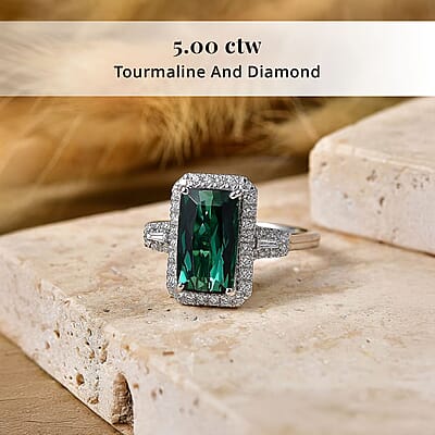 Certified & Appraised Rhapsody AAAA Pirineu Lagoon Tourmaline and Diamond E-F VS 5.00 ctw Ring in 950 Platinum (Size 6.0) 7.10 Grams
