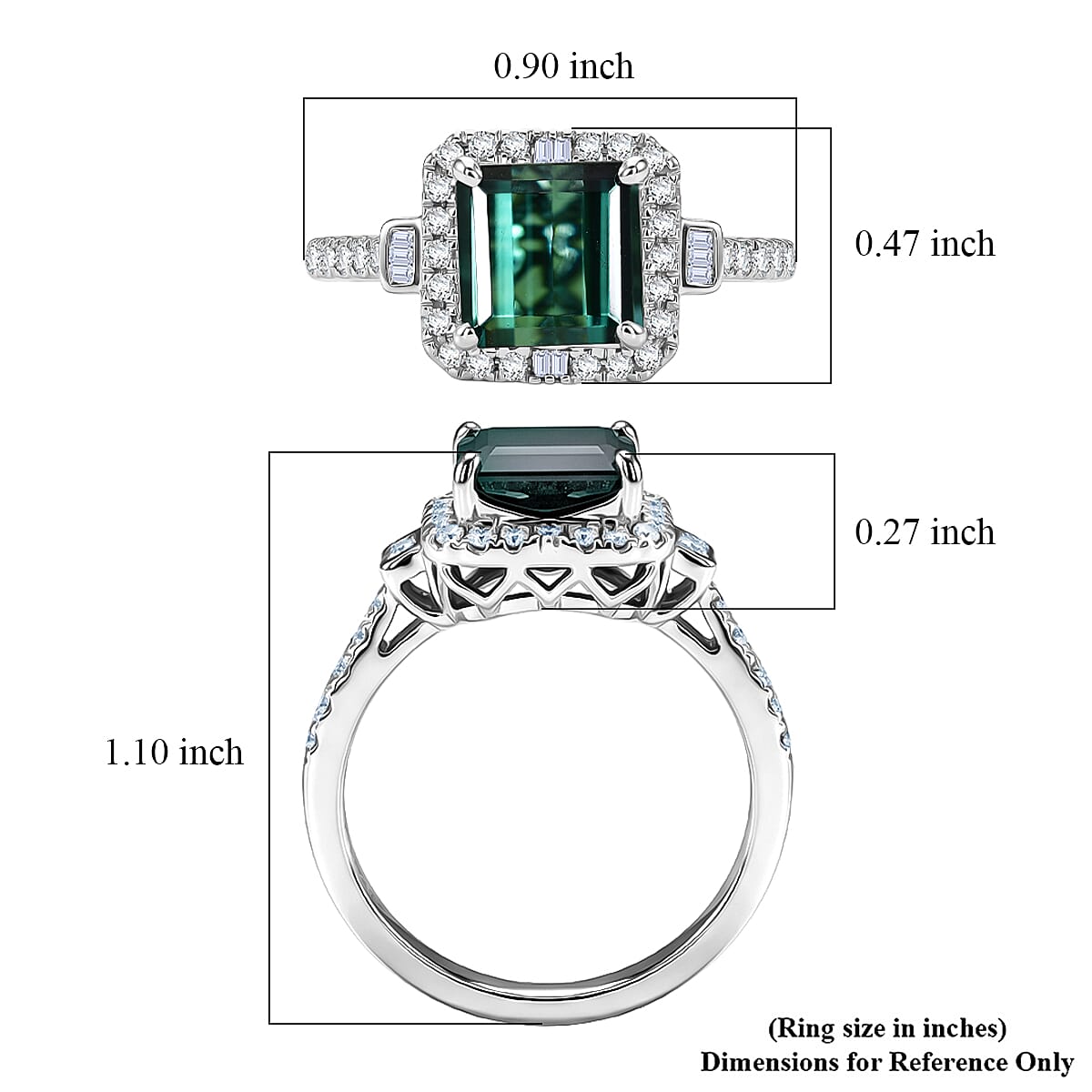 Certified & Appraised Rhapsody 950 Platinum AAAA Pirineu Lagoon Tourmaline, Diamond (E-F, VS) (0.42 cts) Ring (Size 10.0) (5.90 g) 2.65 ctw image number 5