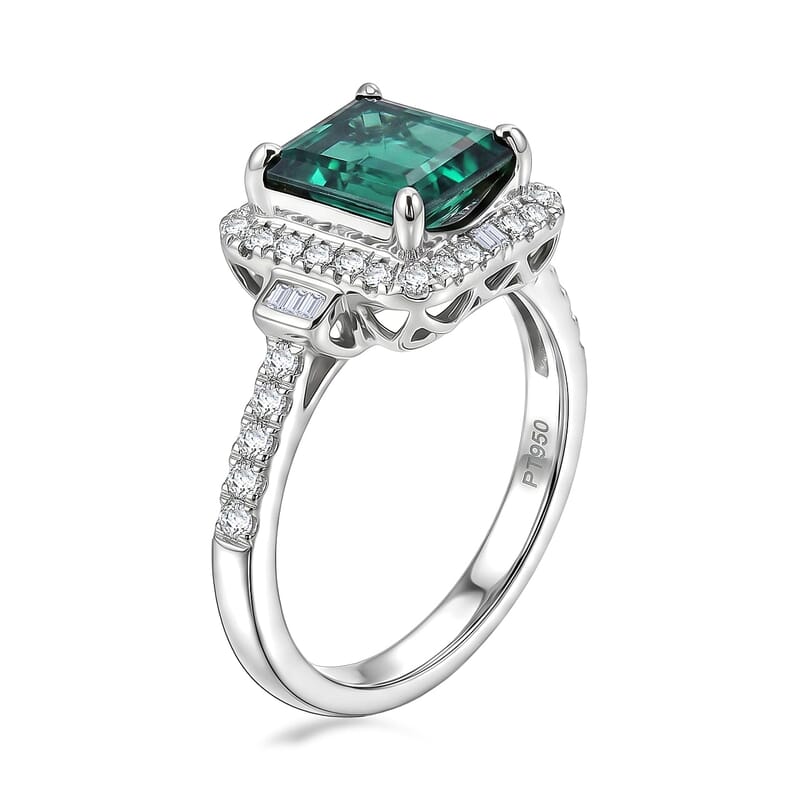 Certified & Appraised Rhapsody AAAA Pirineu Lagoon Tourmaline and Diamond E-F VS 2.65 ctw Ring in 950 Platinum (Size 6.0) 5.90 Grams