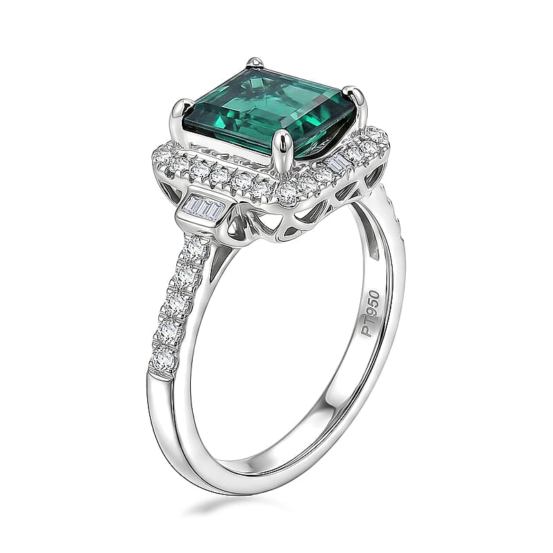 Certified & Appraised Rhapsody AAAA Pirineu Lagoon Tourmaline and Diamond E-F VS 2.65 ctw Ring in 950 Platinum (Size 6.0) 5.90 Grams