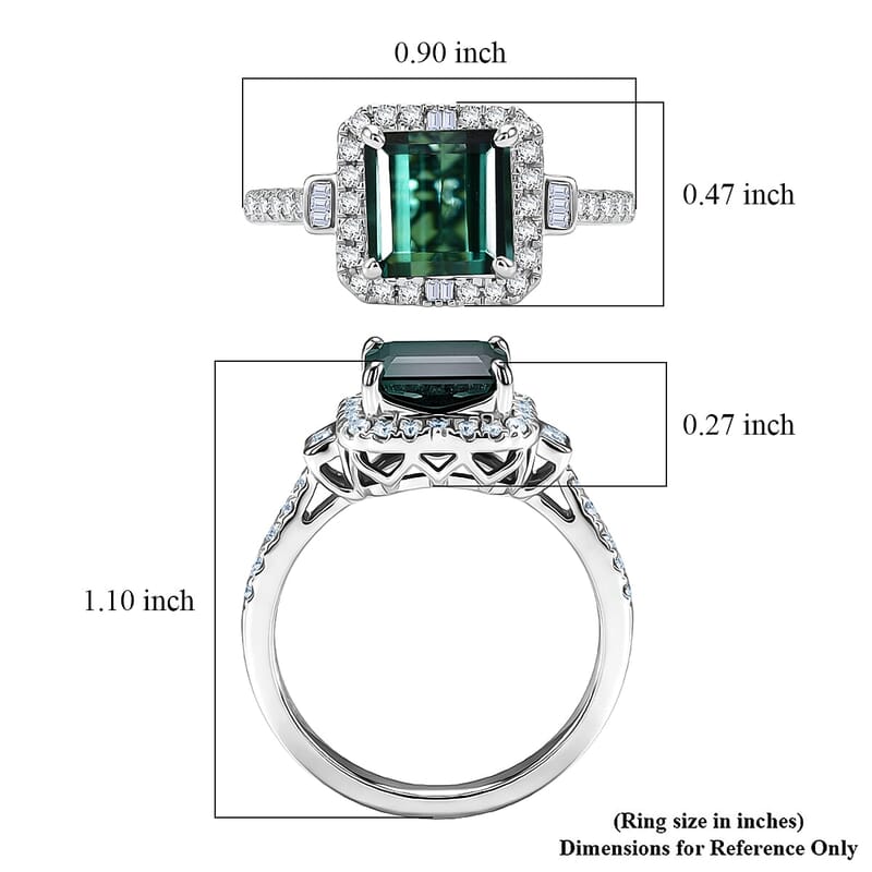 Certified & Appraised Rhapsody AAAA Pirineu Lagoon Tourmaline and Diamond E-F VS 2.65 ctw Ring in 950 Platinum (Size 6.0) 5.90 Grams