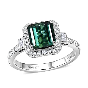 Certified & Appraised Rhapsody AAAA Pirineu Lagoon Tourmaline and Diamond E-F VS 2.65 ctw Ring in 950 Platinum (Size 7.0) 5.90 Grams