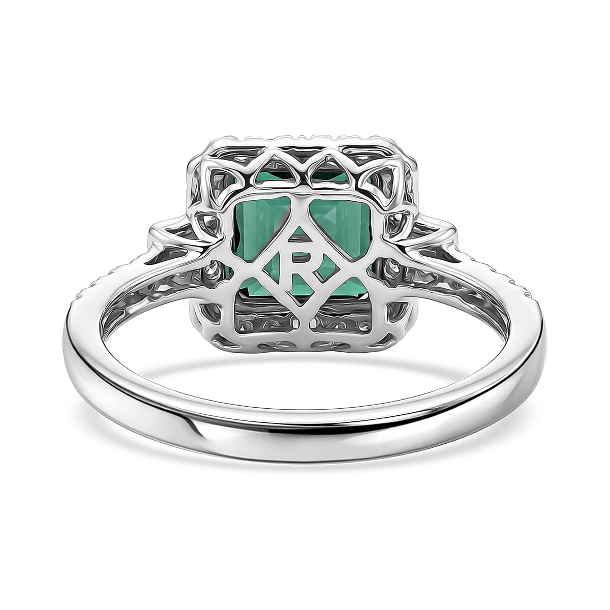 Certified & Appraised Rhapsody AAAA Pirineu Lagoon Tourmaline and Diamond E-F VS 2.65 ctw Ring in 950 Platinum (Size 7.0) 5.90 Grams image number 4
