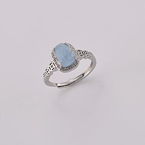 Aquamarine Ring in Silvertone (Adjustable) 0.60 ctw