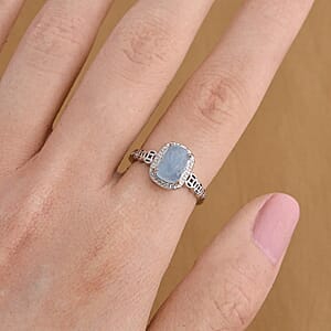 Aquamarine Ring in Silvertone (Adjustable) 0.60 ctw