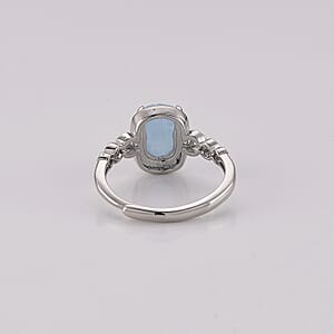 Aquamarine Ring in Silvertone (Adjustable) 0.60 ctw