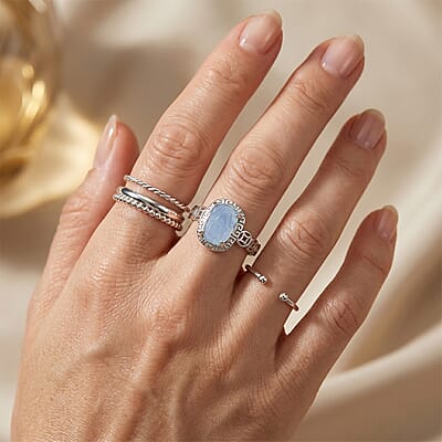 Aquamarine Ring in Silvertone 0.60 ctw