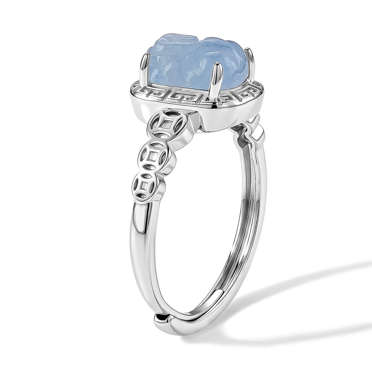 Aquamarine Ring in Silvertone (Adjustable) 0.60 ctw image number 3