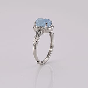 Aquamarine Ring in Silvertone (Adjustable) 0.60 ctw