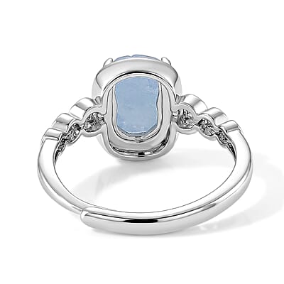 Aquamarine Ring in Silvertone 0.60 ctw