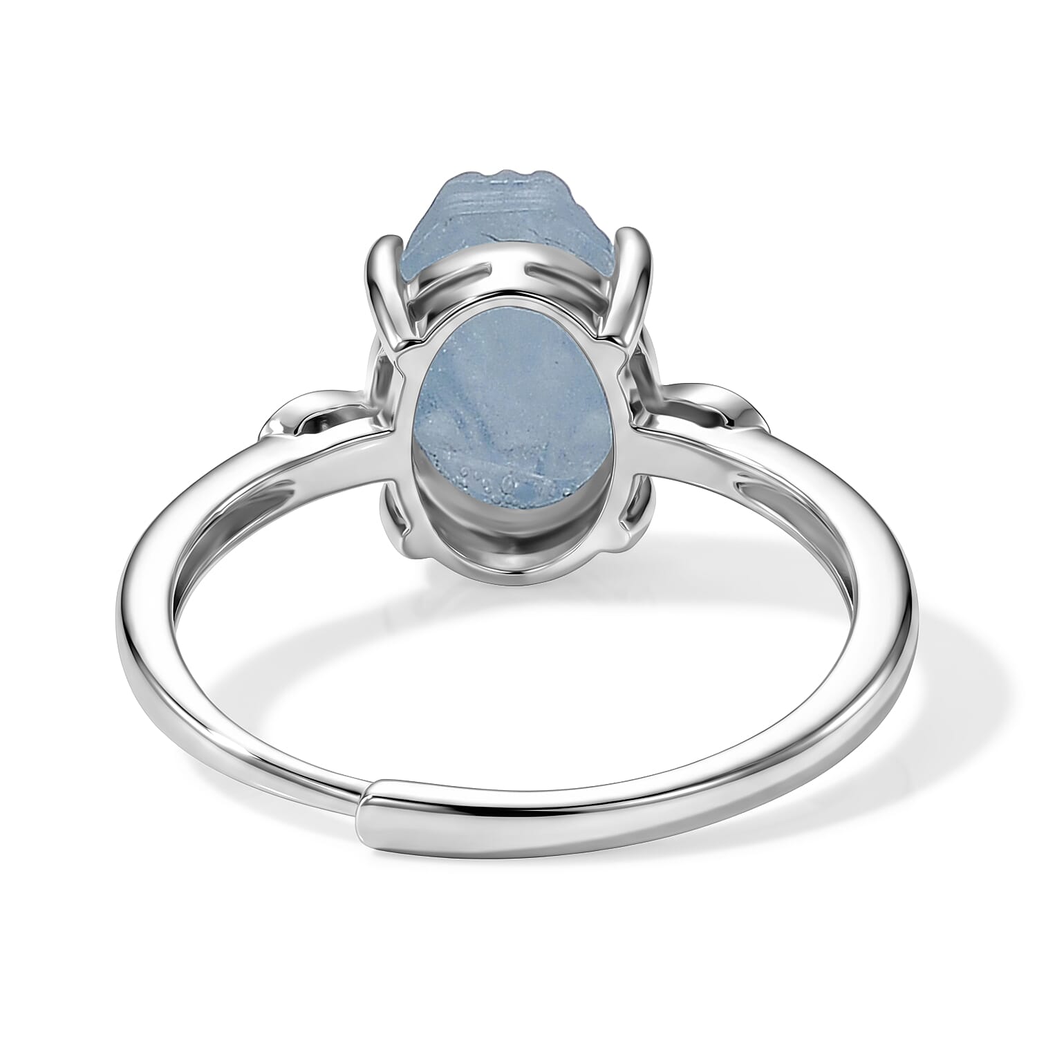 Aquamarine and Simulated Diamond Ring in Silvertone (Adjustable) 0.64 ctw