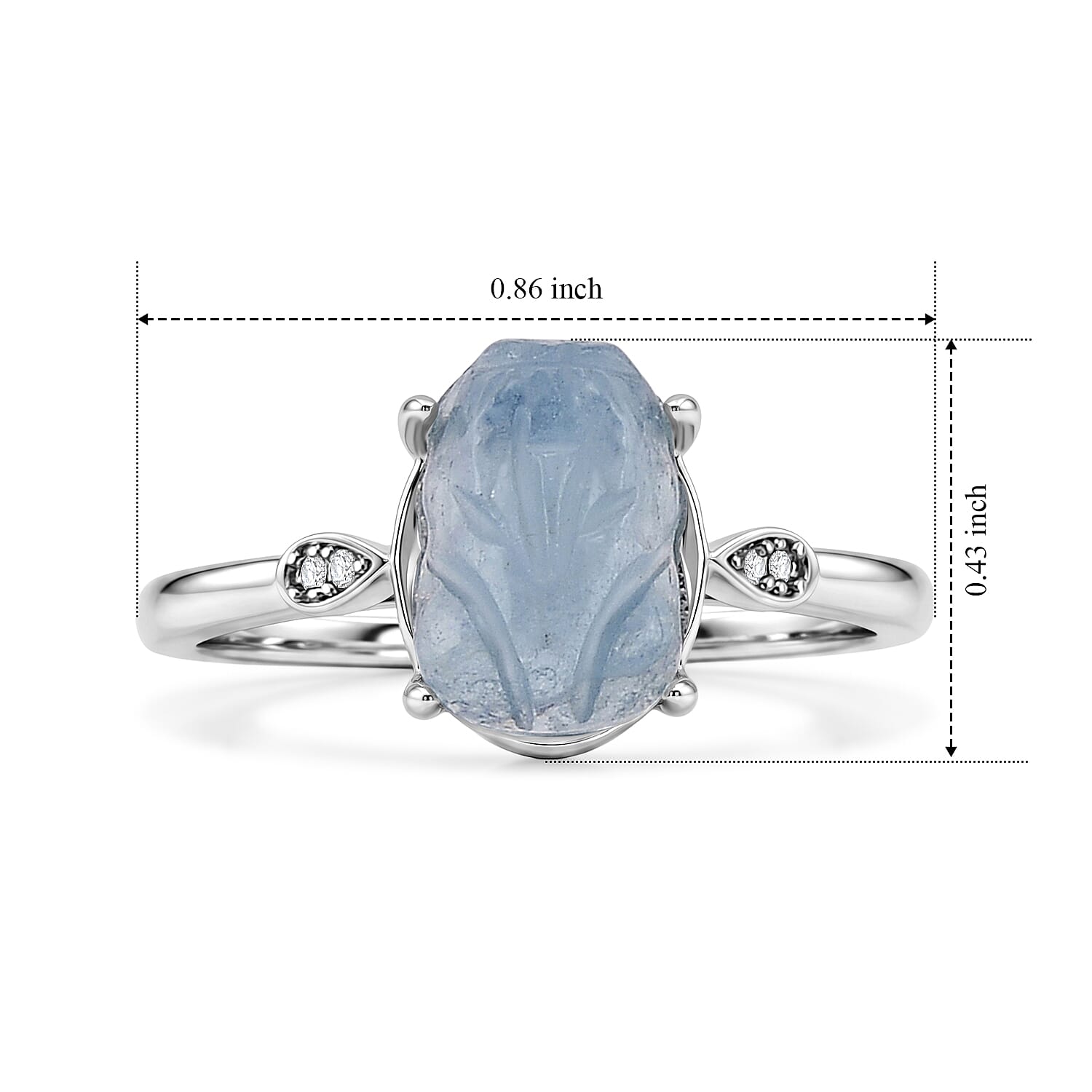 Aquamarine and Simulated Diamond Ring in Silvertone (Adjustable) 0.64 ctw
