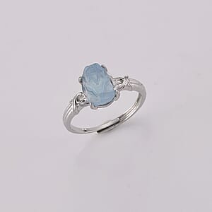 Aquamarine Ring in Silvertone (Adjustable) 0.60 ctw