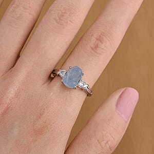 Aquamarine Ring in Silvertone (Adjustable) 0.60 ctw