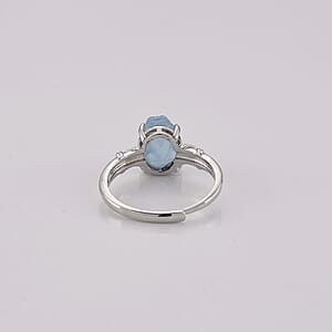 Aquamarine Ring in Silvertone (Adjustable) 0.60 ctw