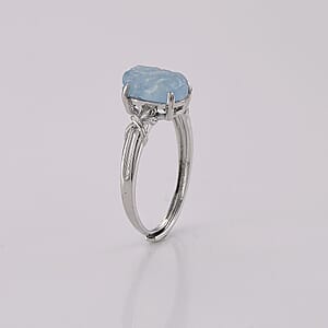 Aquamarine Ring in Silvertone (Adjustable) 0.60 ctw