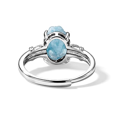 Aquamarine Ring in Silvertone (Adjustable) 0.60 ctw