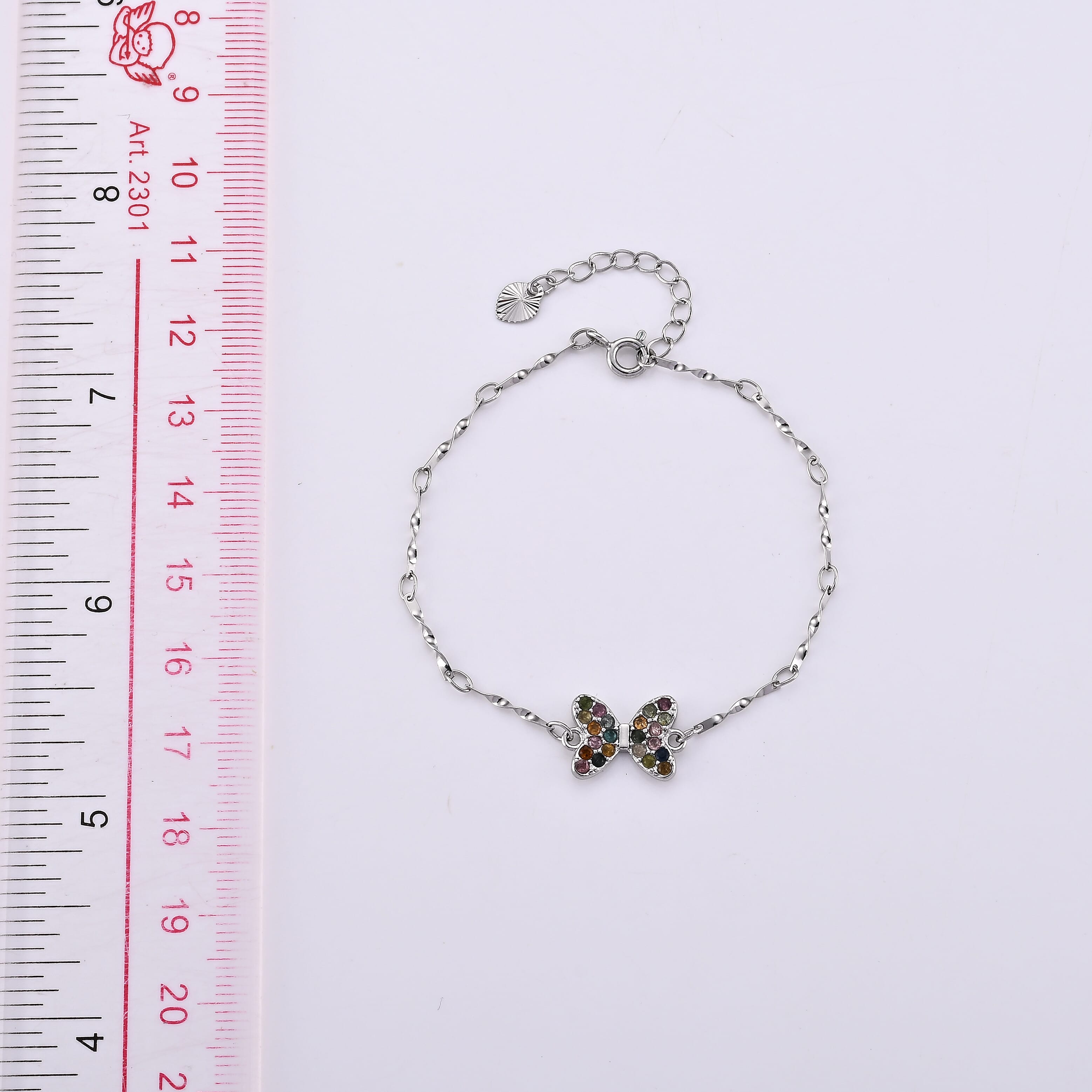 Multi-Tourmaline Bracelet in Silvertone (6-7in) 0.22 ctw