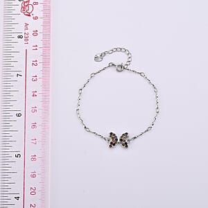 Multi-Tourmaline Bracelet in Silvertone (6-7in) 0.22 ctw