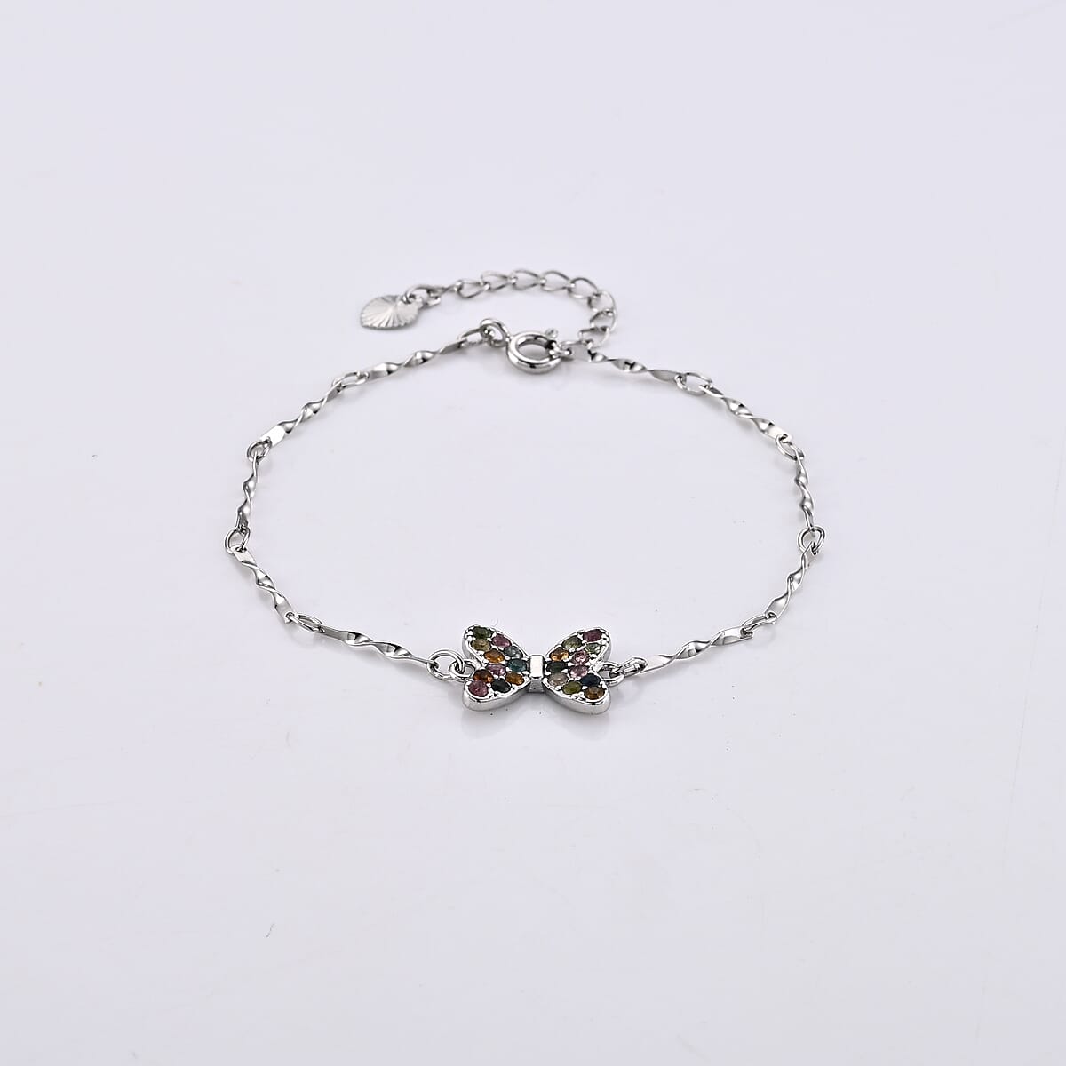 Multi-Tourmaline Bracelet in Silvertone (6-7in) 0.22 ctw image number 2